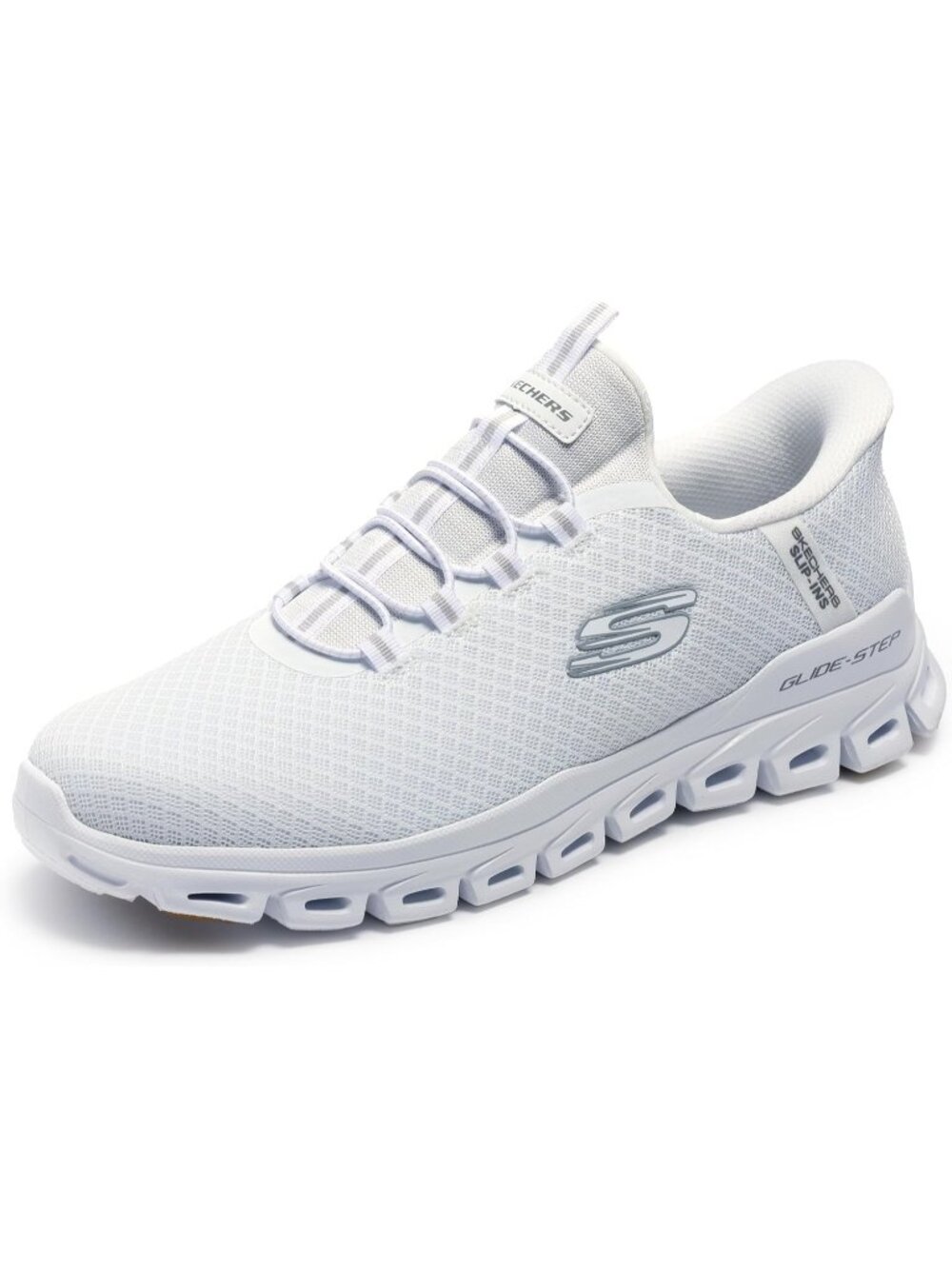 Men's White Round Toe Slip On Glide Step Breathable Athletic Running Skecher